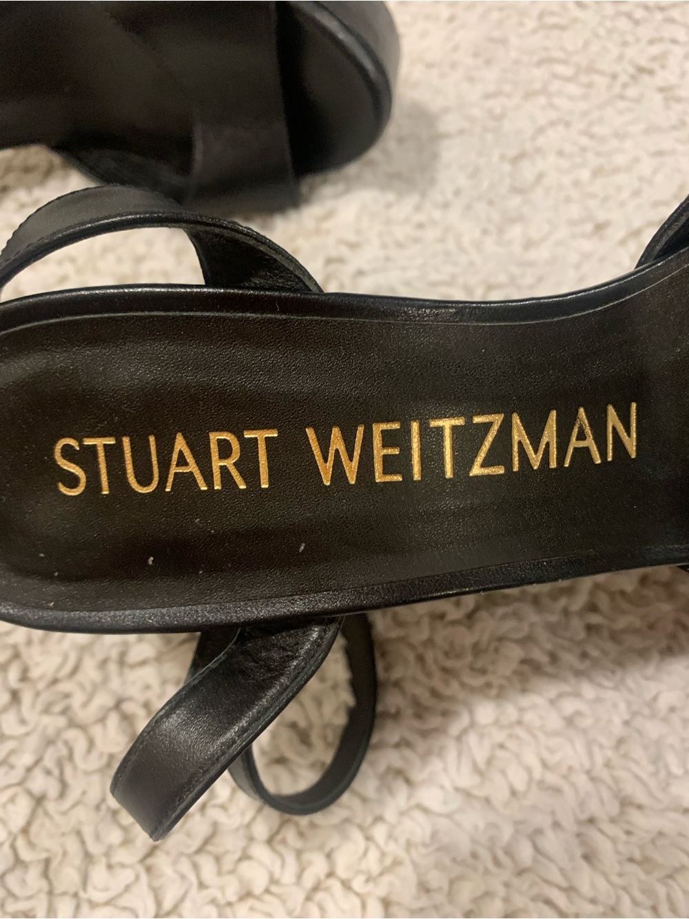 Stuart Weitzman Black Leather Platform Block-Heel Sandals size 8.5 - Picture 3 of 8